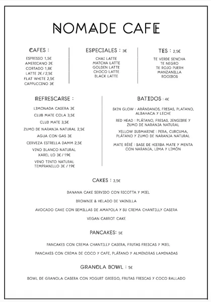 menu 0 of Nomade Cafe