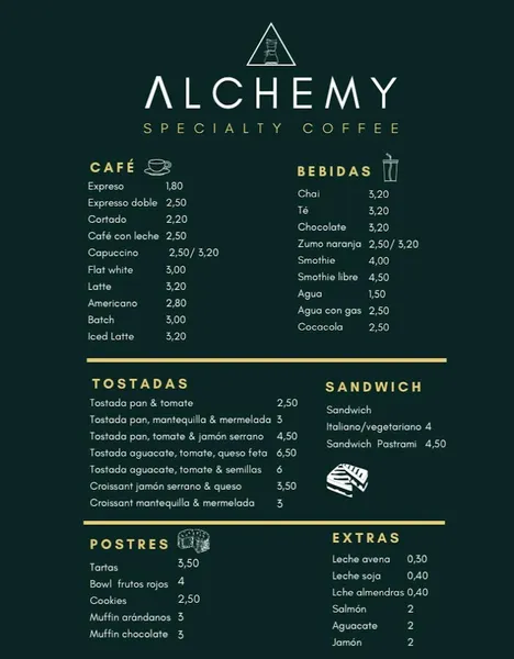 menu 1 of ALCHEMY Specialty Coffee