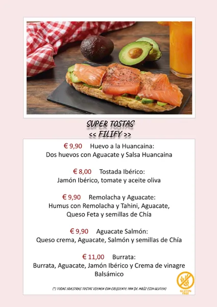 menu 1 of FILIFY Bakery & Coffee.