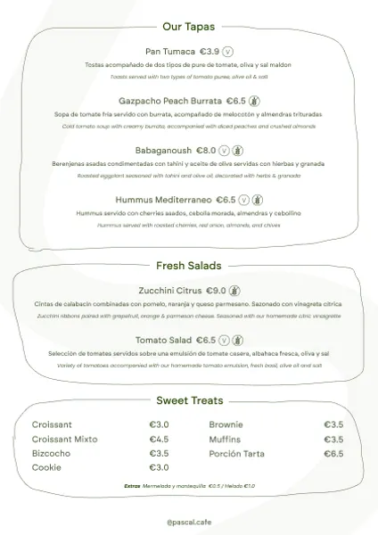 menu 1 of Pascal Cafe