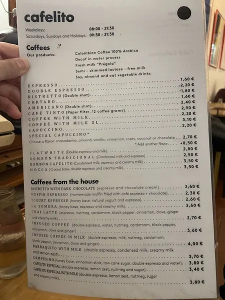 menu 2 of Cafelito