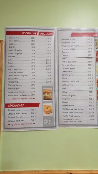 menu 0 of Vidal