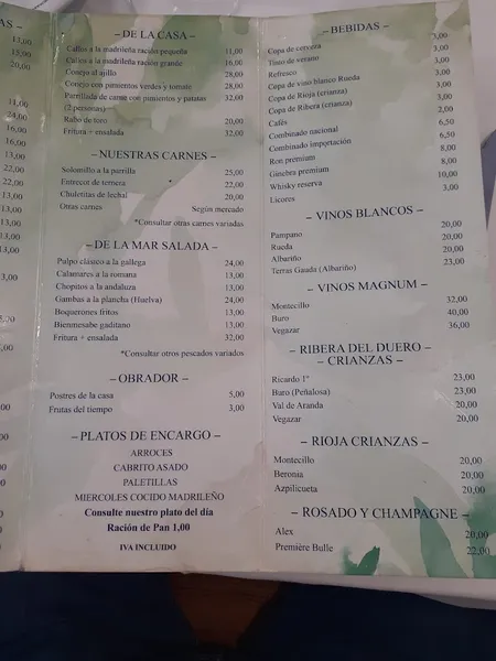 menu 0 of Casa Florencio