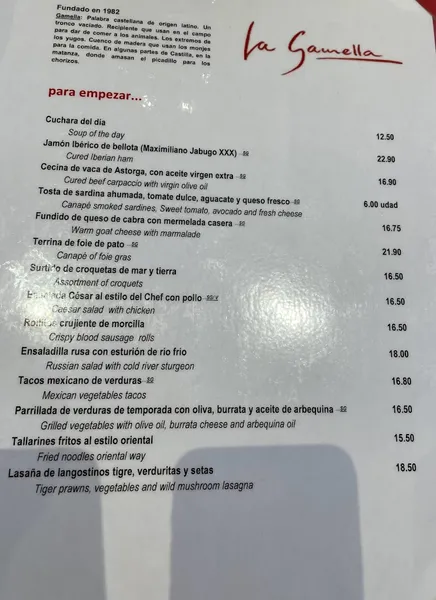 menu 0 of Restaurante La Gamella