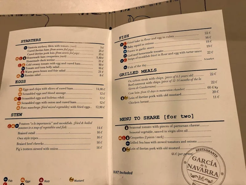 menu 2 of Restaurante Vinoteca García de la Navarra