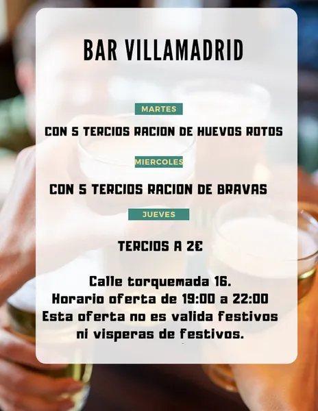 menu 2 of Bar VillaMadrid