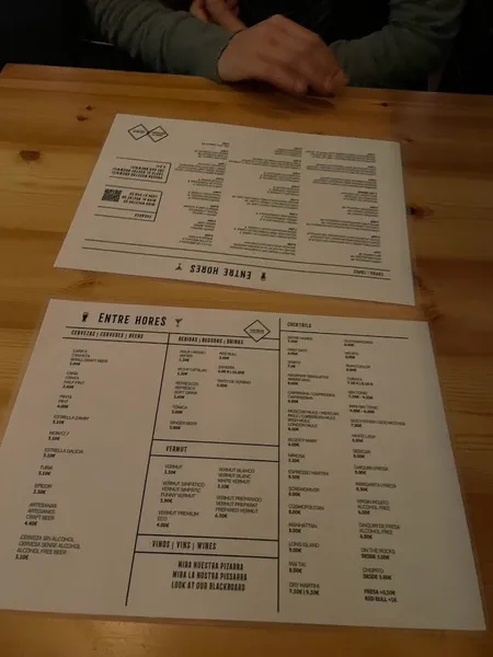 menu 1 of Entre Hores - Tapas, Vermut & Cocktails