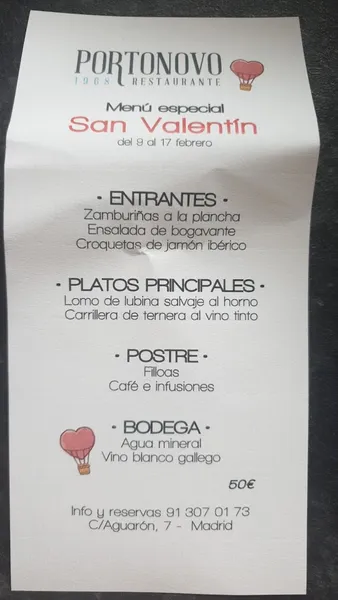 menu 2 of Restaurante Portonovo