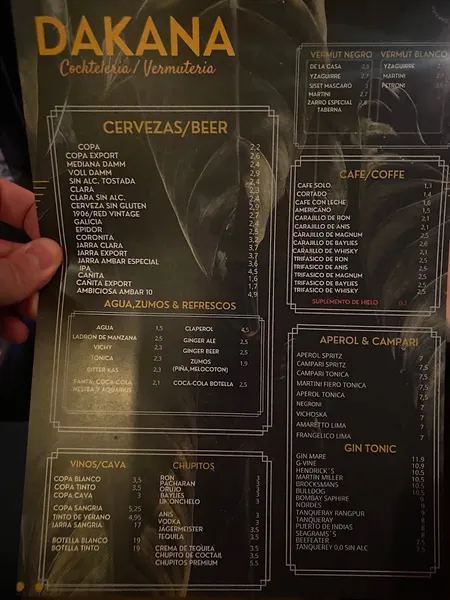 menu 0 of DAKANA | Coctelería, Bar, restaurante,Vermutería