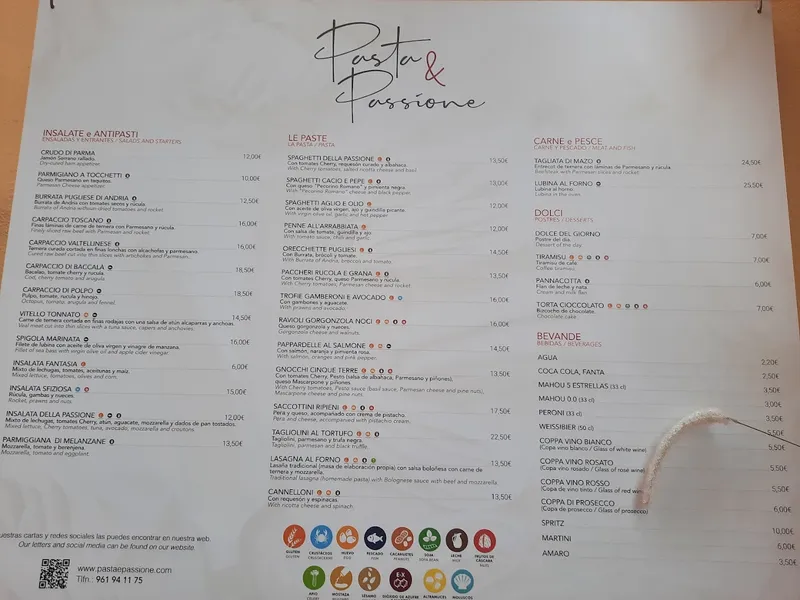 menu 1 of Pasta & Passione