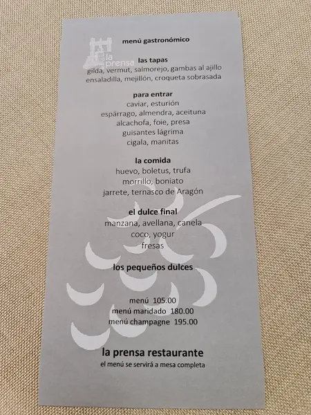 menu 0 of Restaurante La Prensa