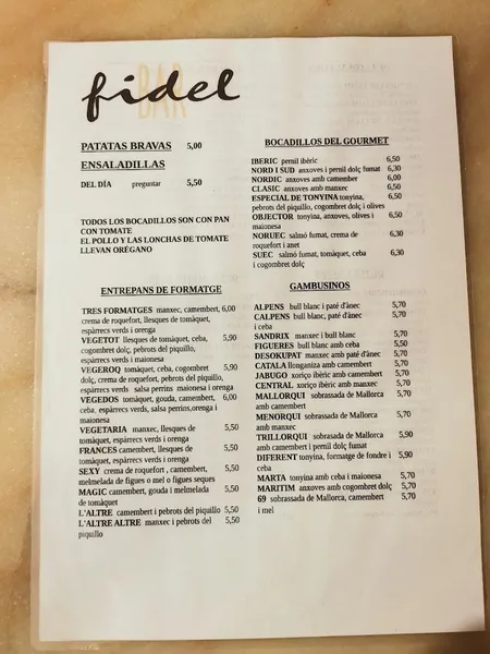 menu 1 of Bar Fidel