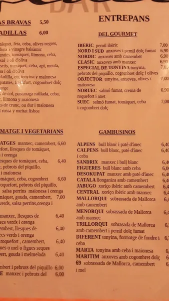 menu 2 of Bar Fidel