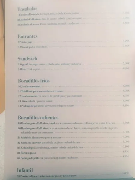 menu 0 of Coffee Time Zaragoza