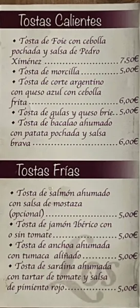 menu 2 of Cafetería Los Arcos
