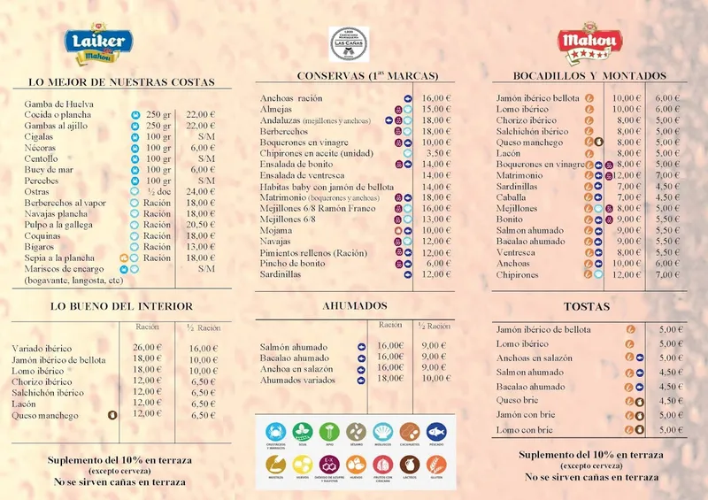 menu 0 of Las cañas