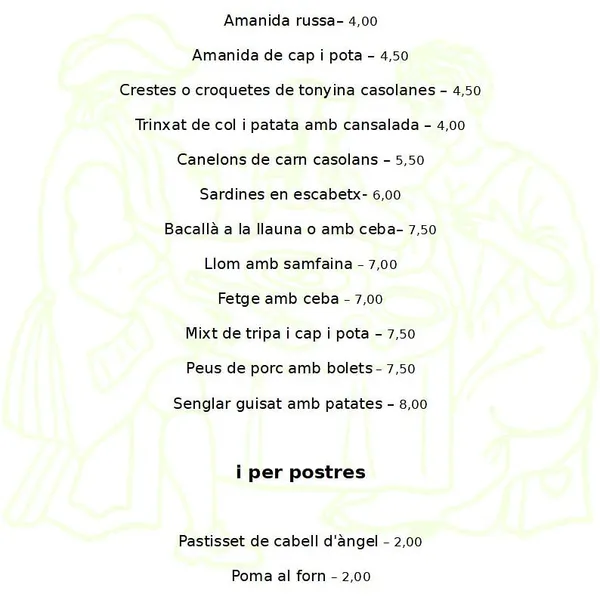 menu 1 of Can Vilaró