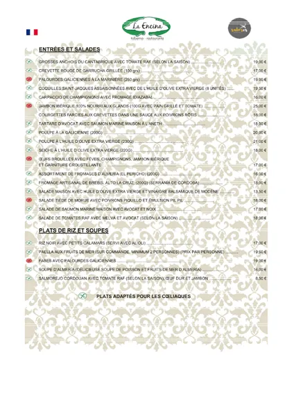 menu 2 of Restaurante La Encina