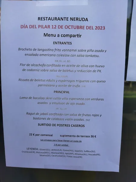 menu 0 of Bar Restaurante Neruda