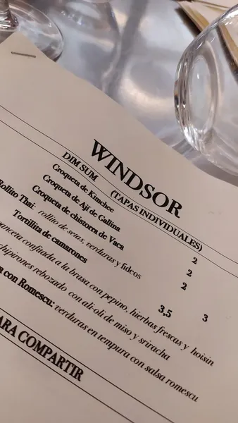 menu 1 of El Windsor