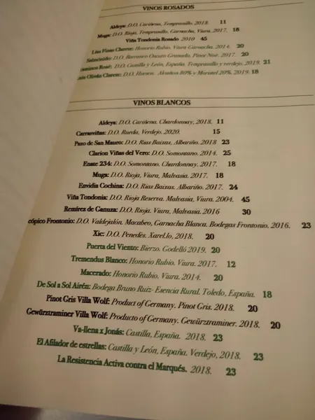 menu 2 of El Windsor