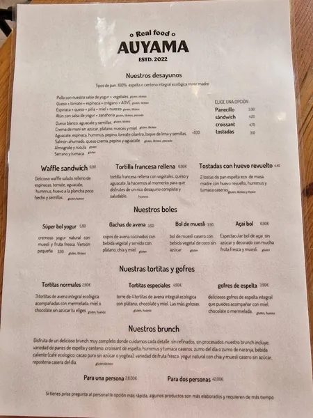 menu 0 of Auyama real food