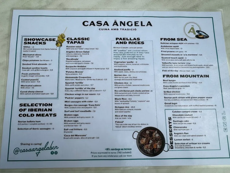 menu 2 of Casa Angela