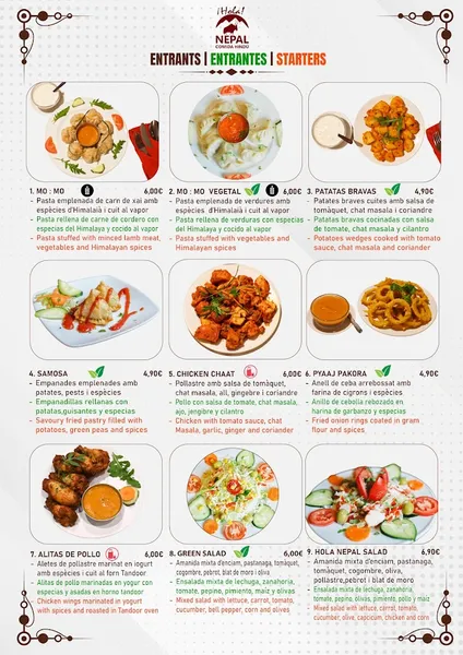 menu 2 of Hola Nepal