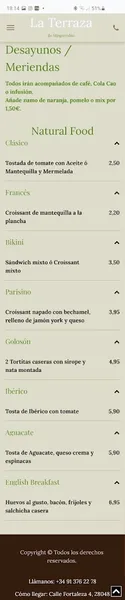 menu 1 of La Terraza de Mingorrubio