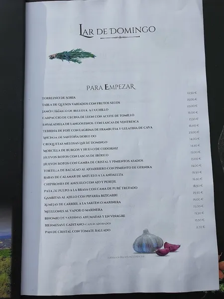 menu 0 of Lar de Domingo