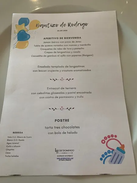 menu 2 of Lar de Domingo