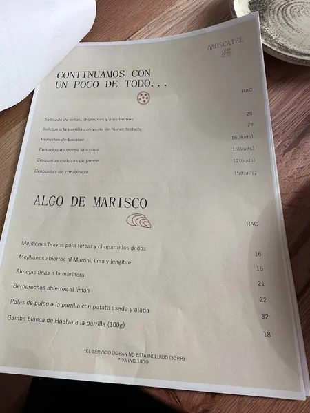 menu 0 of Restaurante Moscatel