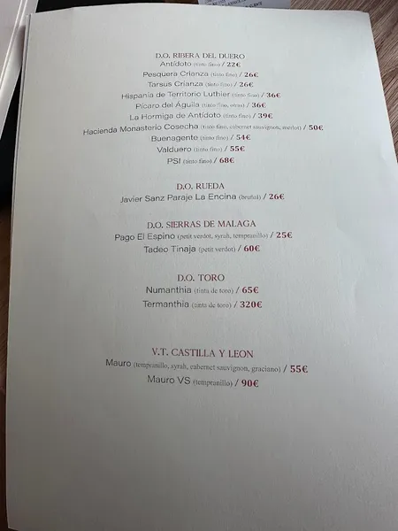 menu 1 of Restaurante Moscatel