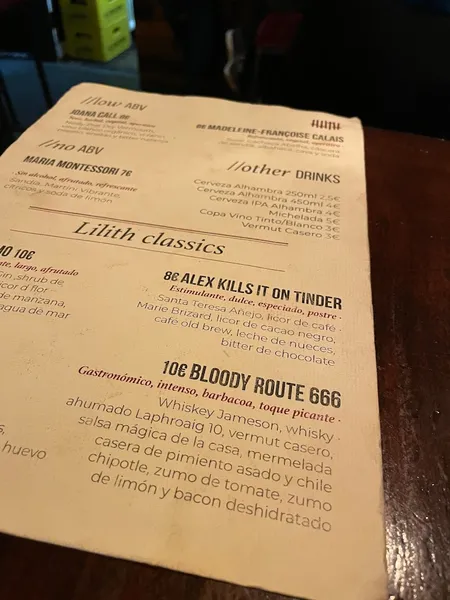 menu 0 of Lilith & Sons