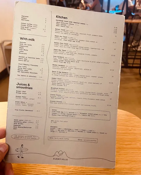 menu 0 of Surry Hills - Specialty Coffee & Australian Brunch