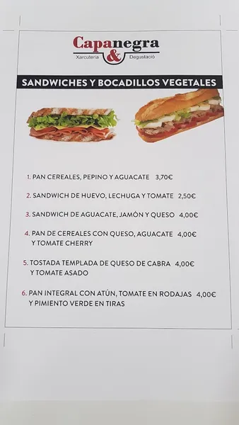 menu 1 of Capanegra xarcuteria & Degustació