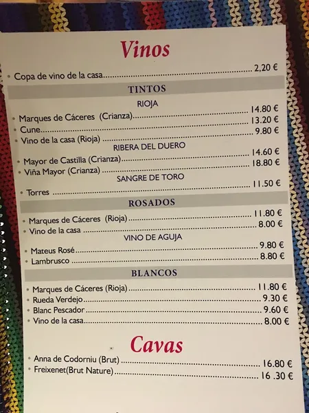 menu 2 of Chapultepec