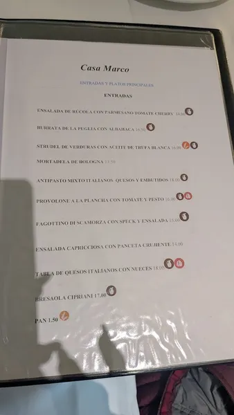 menu 1 of Ristorante Casa Marco