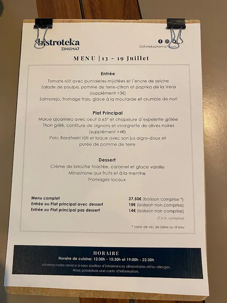 menu 0 of Bistroteka Zinema7