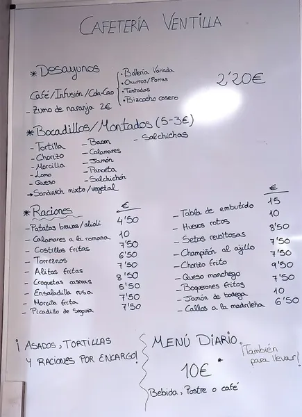 menu 0 of Cafeteria Ventilla