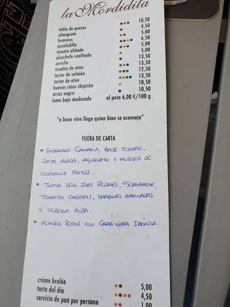 menu 1 of La Buena Vida