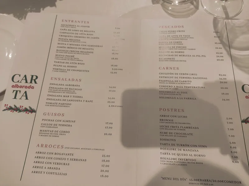 menu 1 of Restaurante Alborada