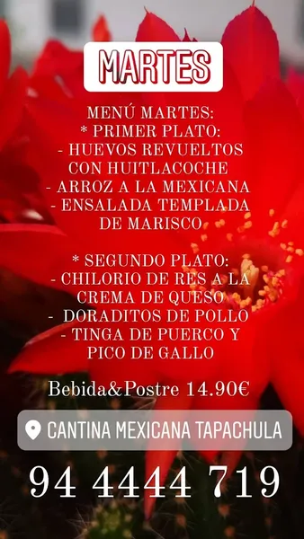 menu 0 of Cantina Mexicana Tapachula