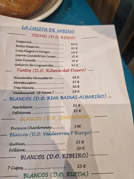 menu 1 of La Casita de Sabino