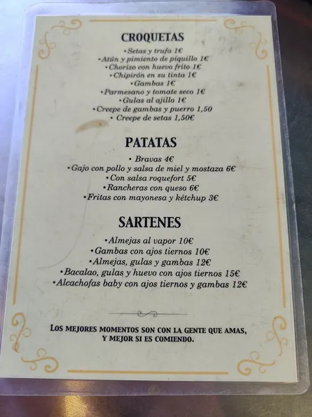 menu 0 of Palacete Bar De La Seda