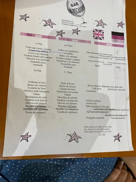 menu 2 of Los Pescadores