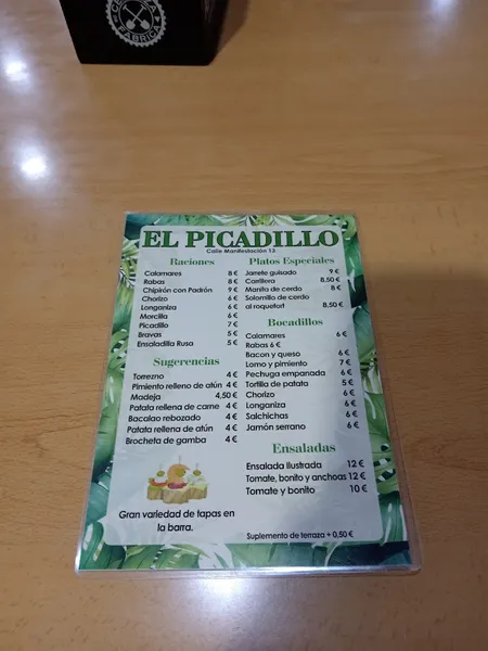 menu 0 of El Picadillo