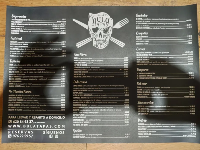 menu 2 of Bula Tapas