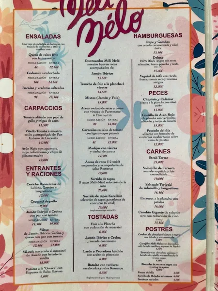 menu 1 of Restaurante Méli Mélo
