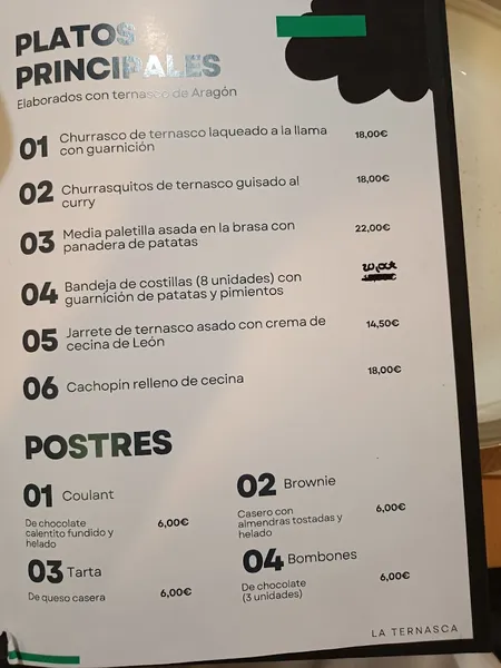 menu 0 of La Ternasca | El Tubo Zaragoza